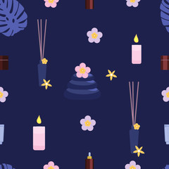 Spa seamless. Relax vector background. Beauty salon pattern.