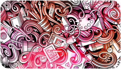 Designer hand drawn doodle banner. Cartoon detailed flyer.