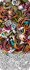 Designer hand drawn doodle banner. Cartoon detailed flyer.