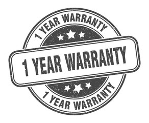 1 year warranty stamp. 1 year warranty round grunge sign. label