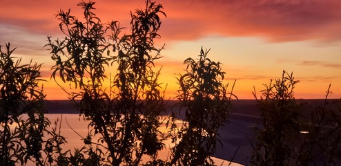 sunset over the river