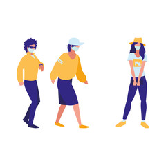 people in the city wearing face mask