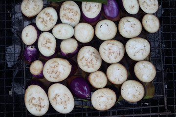 toasted eggplant burned on the grill