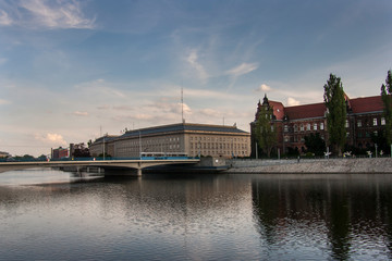 lake, water, sky, river, landscape, sunset, nature, blue, cloud, reflection, sunrise, pond, clouds, tree, sun, panorama, trees, park, summer, beautiful, calm, dusk, forest, bridge, morning,wroclaw,pol