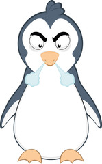Vector illustration of an angry cartoon penguin