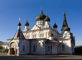 Fototapeta na wymiar Cathedral of the Protection of the Blessed Virgin of Pokrovsky Nunnery in Kyiv, Ukraine