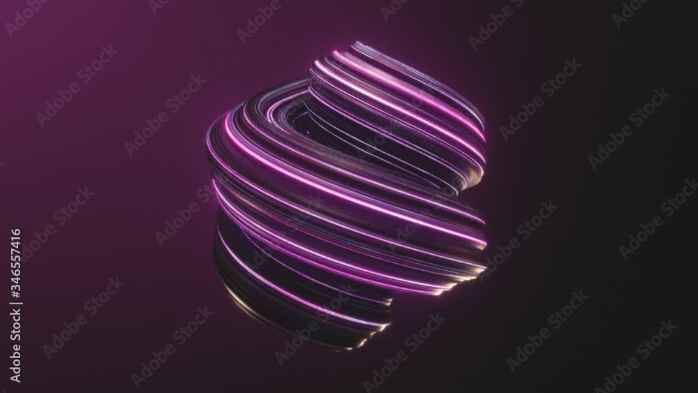 Poster abstract 3d animation, rotating twisted shape, motion background design,