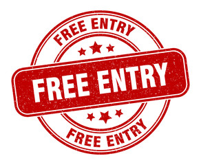 free entry stamp. free entry label. round grunge sign