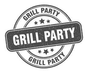 grill party stamp. grill party label. round grunge sign