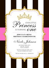 First Birthday Royal Celebration Printable Invitation Vector Card
