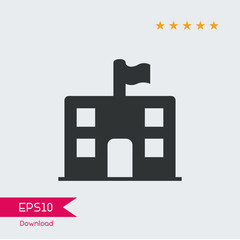 School building icon. Education symbol outline, simple, vector, icon for website design, mobile app, ui. Vector Illustration