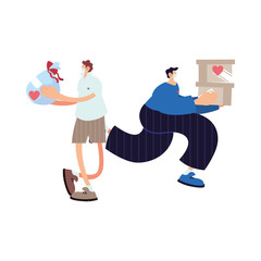delivery men on the way to the customer with face mask