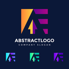Colorful Initial Letter AE Logo Design Vector Monogram abstract elegant Icon concept template.