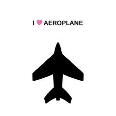 I love aeroplane hand drawn vector illustration in cartoon comic style flying transport symbol