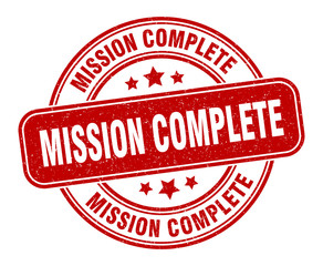 mission complete stamp. mission complete label. round grunge sign