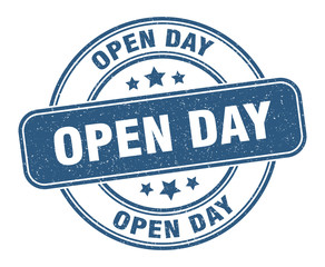 open day stamp. open day label. round grunge sign