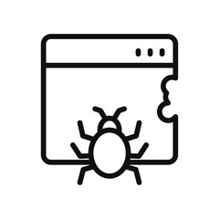 cyber security concept, web page with bug malware icon, line style
