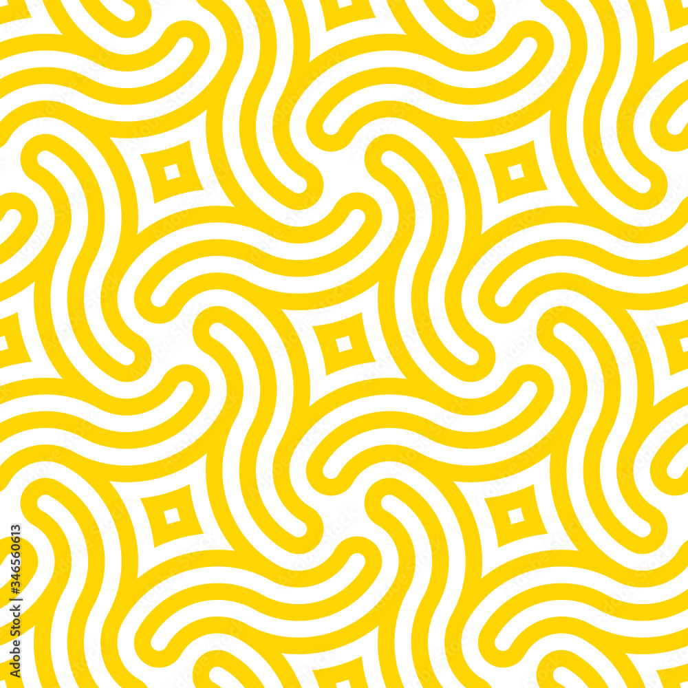 Poster vector yellow geometric pattern. seamless braided linear pattern.