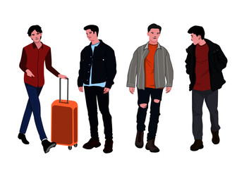 Vector confident fashion man in casual outfit clothes