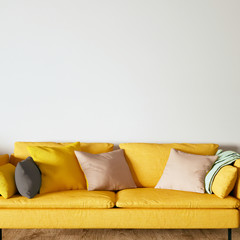 Realistic Interior Render with Wooden Floors, Cozy Sofa and Decorations