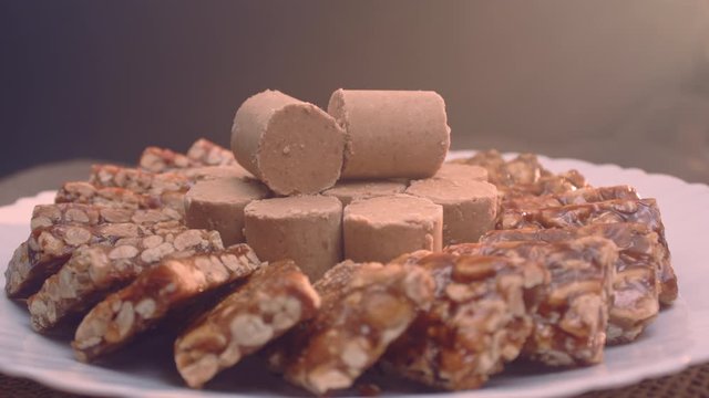 Traditional Brazilian sweets known as Pacoca and pe de moleque. Made from peanuts