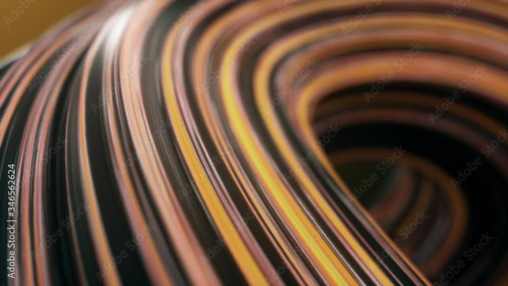 Poster abstract 3d animation, rotating twisted shape, motion background design,