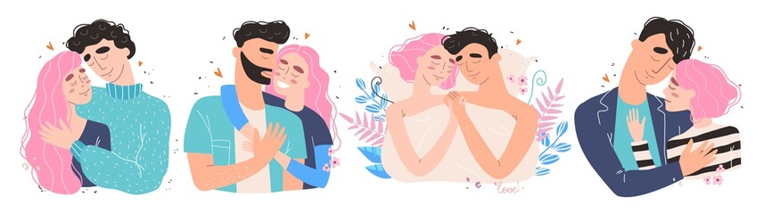 Lovers man and woman hug. Happy family concept.