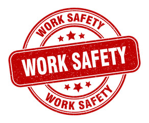 work safety stamp. work safety label. round grunge sign