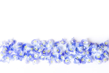 pattern with blue flowers isolated on a white background.