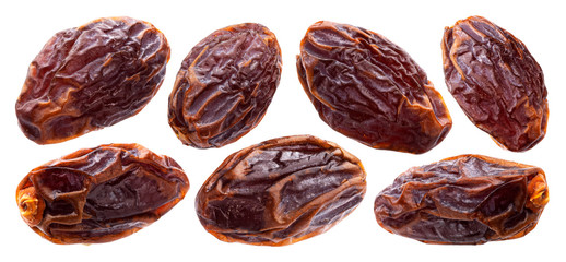 Dried jumbo dates isolated on white background with clipping path