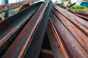 metal corners covered with rust in the open air