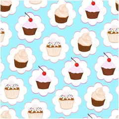 seamless pattern set cupcake with cream vector color illustration background wallpaper wrapper banner advertising dessert muffin sweets pastry confectionery cover texture print
