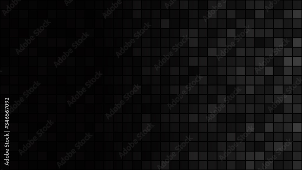 Wall mural abstract background of small squares in black and gray colors with horizontal gradient