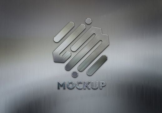 3D Logo on Brushed Metal Mockup