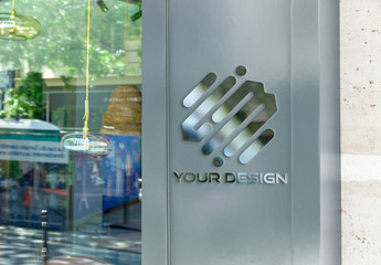 Reflective Logo on a Storefront Mockup