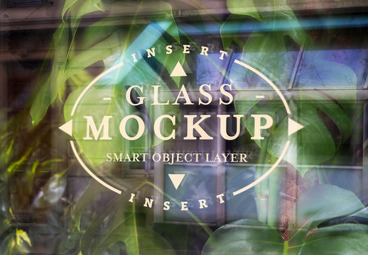 Logo on Window Glass Mockup