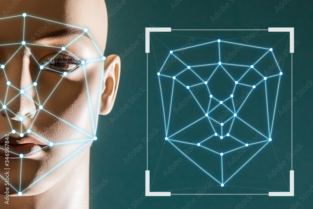 Poster biometric identification of a person. the use of biometric information. the geometry of the face to 