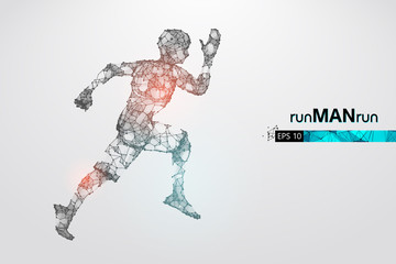 Abstract silhouette of a wireframe running athlete, man on the white background. Athlete runs sprint and marathon. Convenient organization of eps file. Vector illustration. Thanks for watching