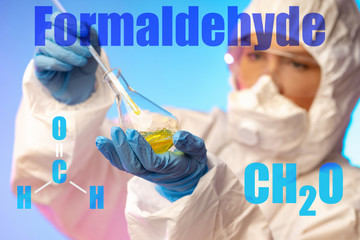 A scientist conducts an experiment in chemistry. Chemical test Chemical laboratory. Scientific...