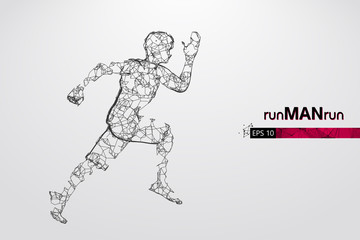 Fototapeta na wymiar Abstract silhouette of a wireframe running athlete, man on the white background. Athlete runs sprint and marathon. Convenient organization of eps file. Vector illustration. Thanks for watching