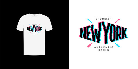 New york anaglyph shirt print vector Illustration - obrazy, fototapety, plakaty