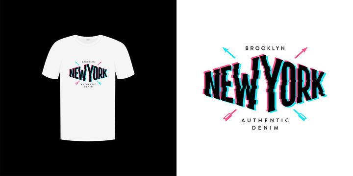 New york anaglyph shirt print vector Illustration