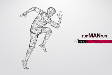 Fototapeta premium Abstract silhouette of a wireframe running athlete, man on the white background. Athlete runs sprint and marathon. Convenient organization of eps file. Vector illustration. Thanks for watching