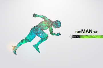 Abstract silhouette of a wireframe running athlete, man on the white background. Athlete runs sprint and marathon. Convenient organization of eps file. Vector illustration. Thanks for watching