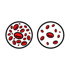 red blood cells, anemia doodle icon, vector illustration
