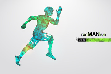 Abstract silhouette of a wireframe running athlete, man on the white background. Athlete runs sprint and marathon. Convenient organization of eps file. Vector illustration. Thanks for watching