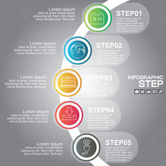 5 Steps Infographic Design Elements for Your Business Vector Illustration.