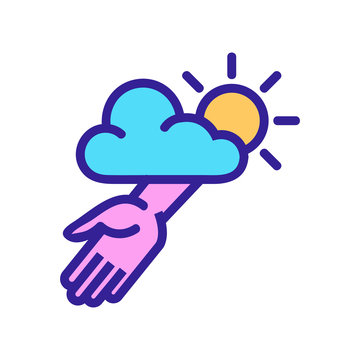 Helping Hand From God Icon Vector. Helping Hand From God Sign. Color Symbol Illustration