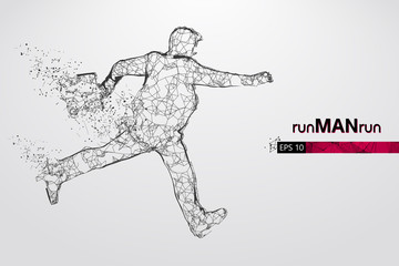 Abstract silhouette of a wireframe running businessman, man on the white background. Businessman runs to success. Convenient organization of eps file. Vector illustration. Thanks for watching