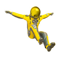 astronaut explorer landing in white background